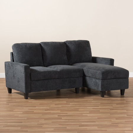 Baxton Studio Greyson Modern Dark Grey Upholstered Reversible Sectional Sofa 144-8758
